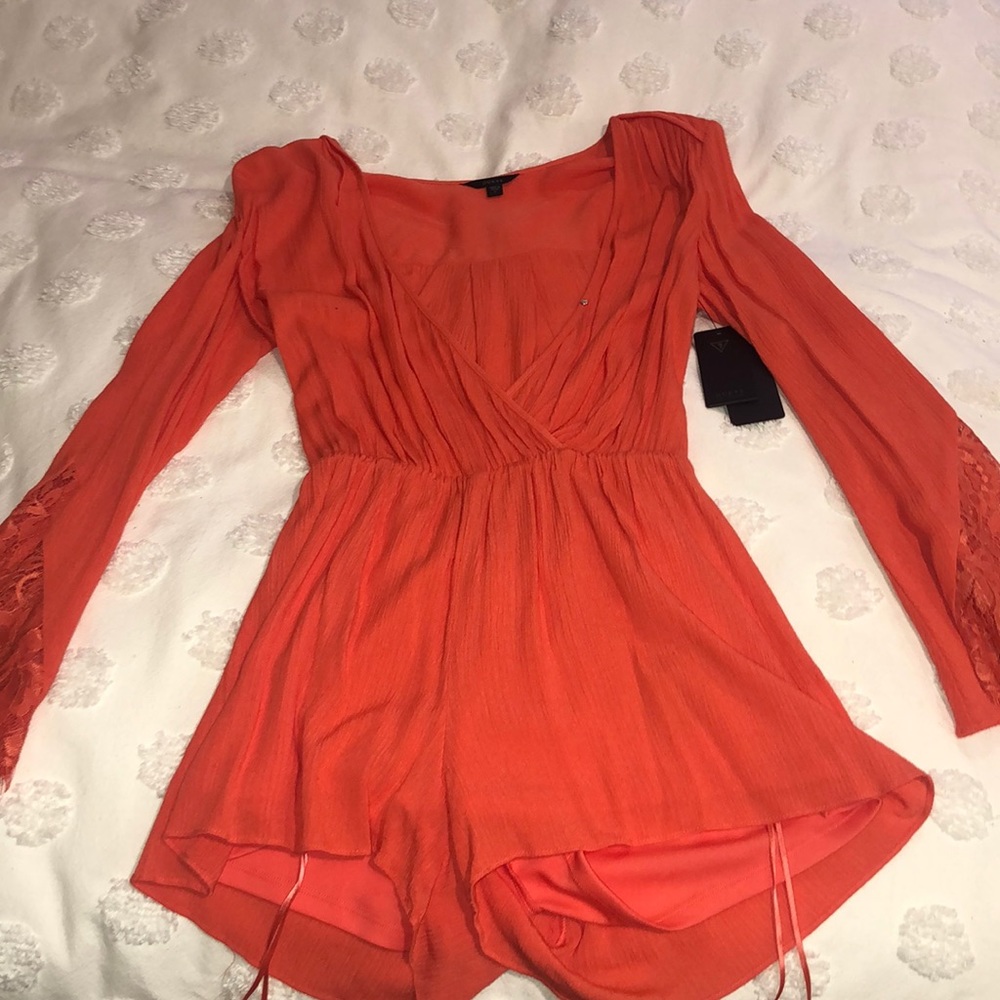 Guess orange long sleeve romper
